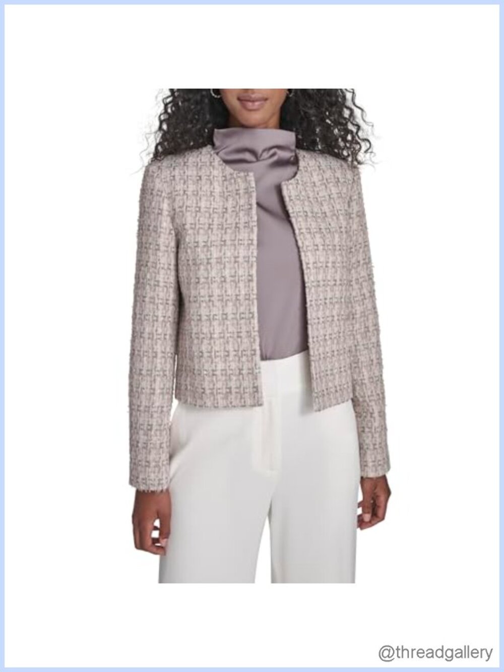 Calvin Klein Women's Shoulder Padding Open Front Jacket 100% Synthetic Blazer